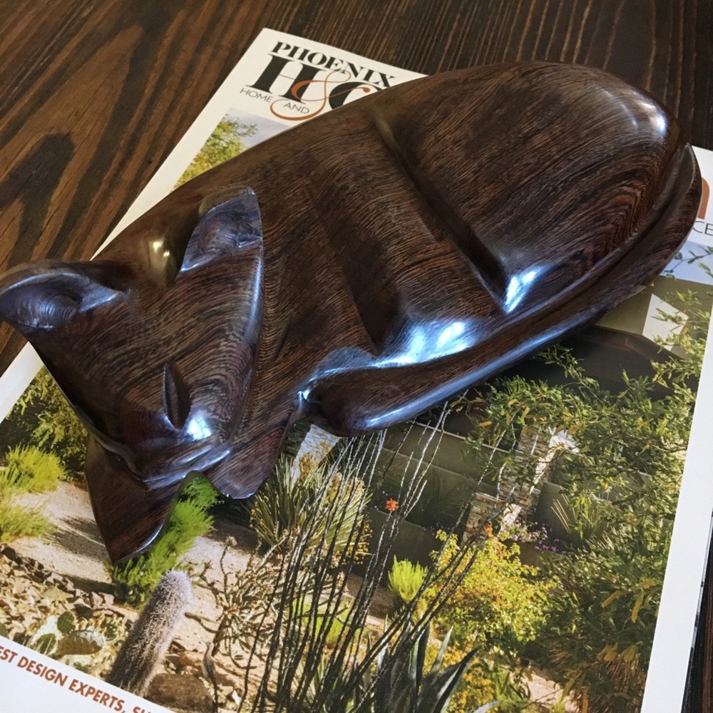 Hand Carved Dark Wood Cat Decor Possibly Ironwood!